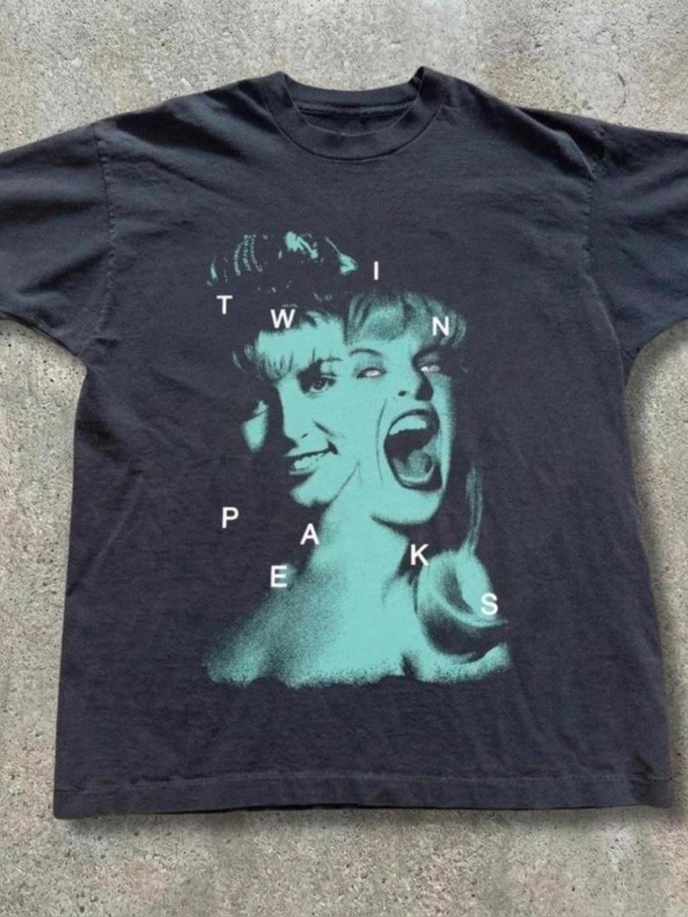 Gildan Black Short-Sleeve Tee with Teal Twin Peaks Graphic